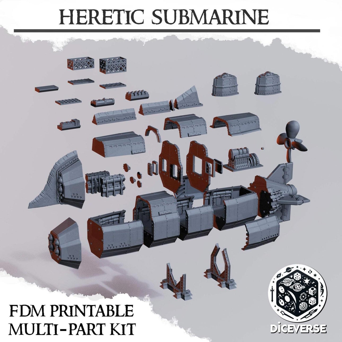 Heretic Submarine Terrain Grimdark Diceverse Resin Model Wargaming