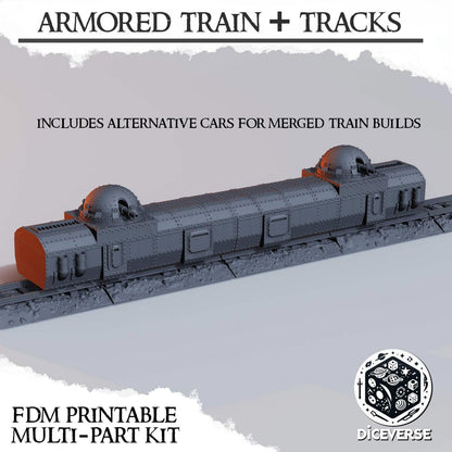 Armoured Train Set Grimdark Diceverse Terrain 32mm Resin resin Scenery
