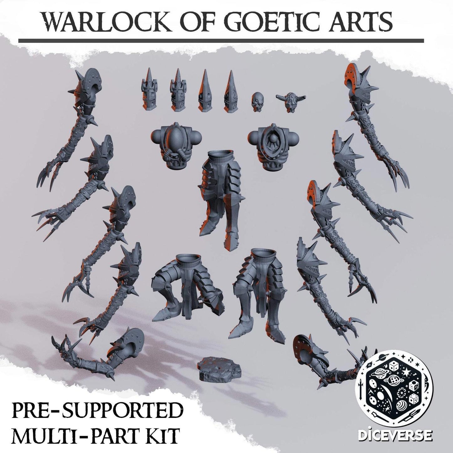 Trench Warlock of Goetic Arts x2 Grimdark Diceverse Resin 32mm Miniature