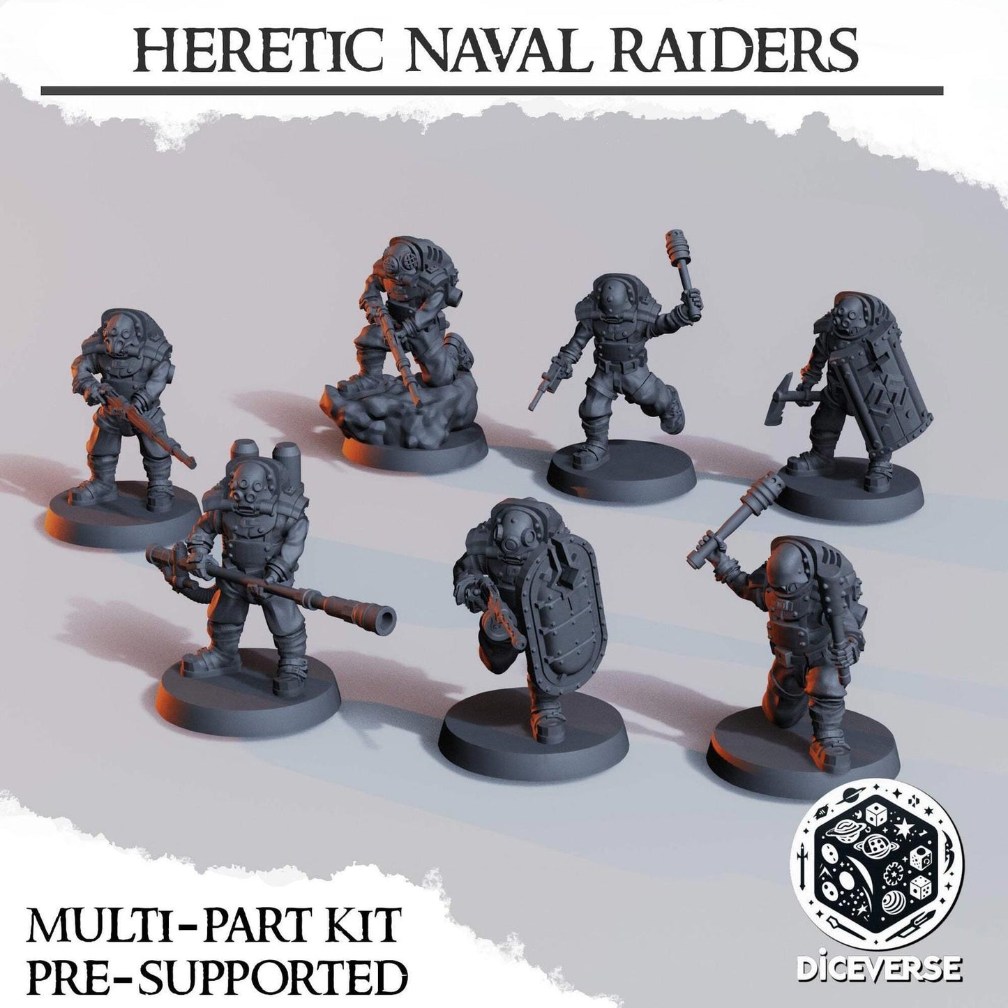 Trench Heretic Naval Raider Miniatures Grimdark Diceverse Resin 32mm Wargaming
