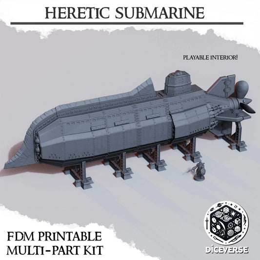 Heretic Submarine Terrain Grimdark Diceverse Resin Model Wargaming