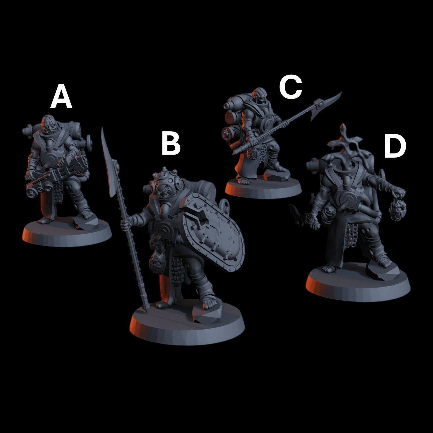 Naval Heretic Chorister Miniatures x4 Grimdark Diceverse Resin 32mm Set