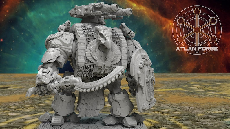 Aegyptian Royal Dreadnought Grimdark Wargame Miniature Atlan Forge