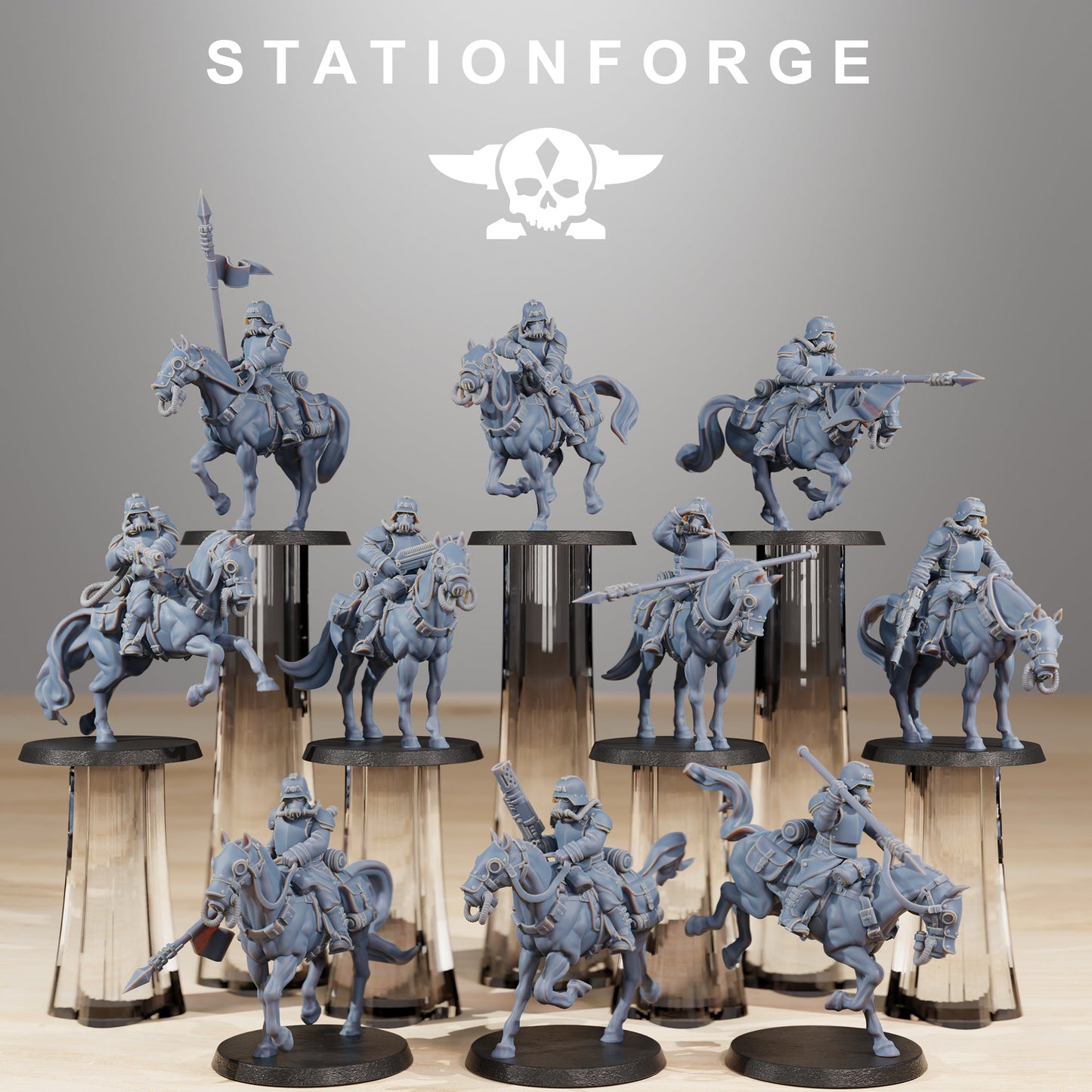 GrimGuard Cavalry Grimdark Wargame Proxy Miniature StationForge 32mm
