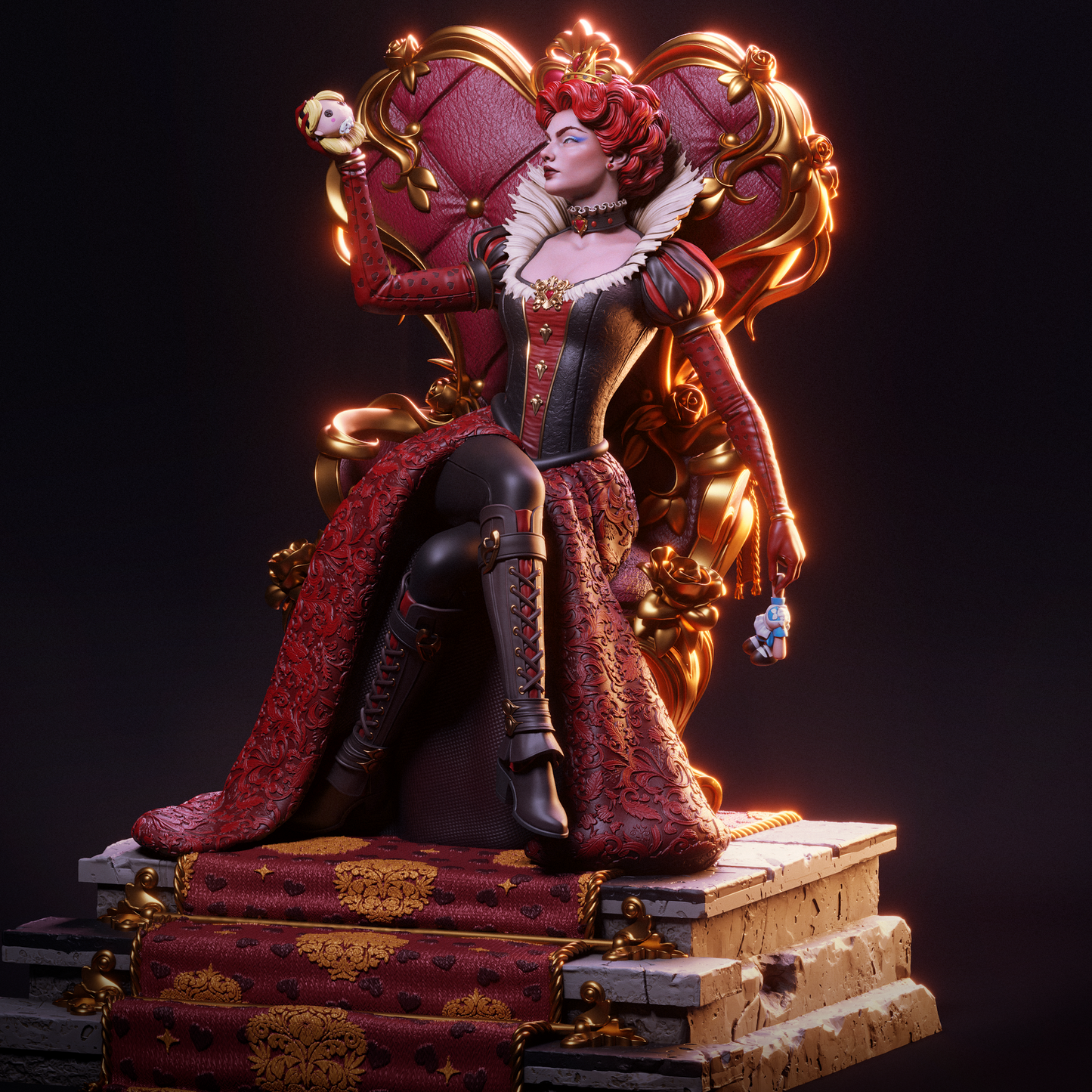 Queen of Hearts – CA3D 3D Printed 16K Unpainted Resin Statue 1:6 scale