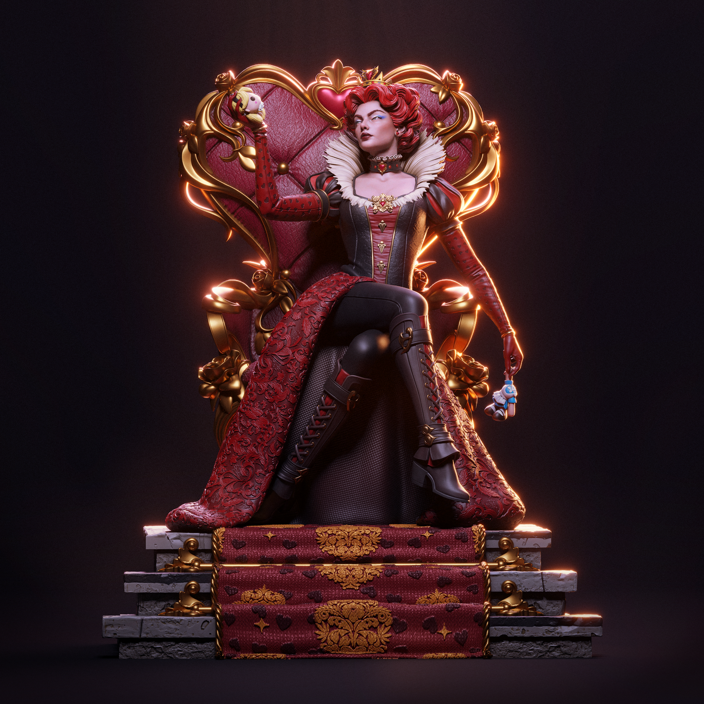 Queen of Hearts – CA3D 3D Printed 16K Unpainted Resin Statue 1:6 scale